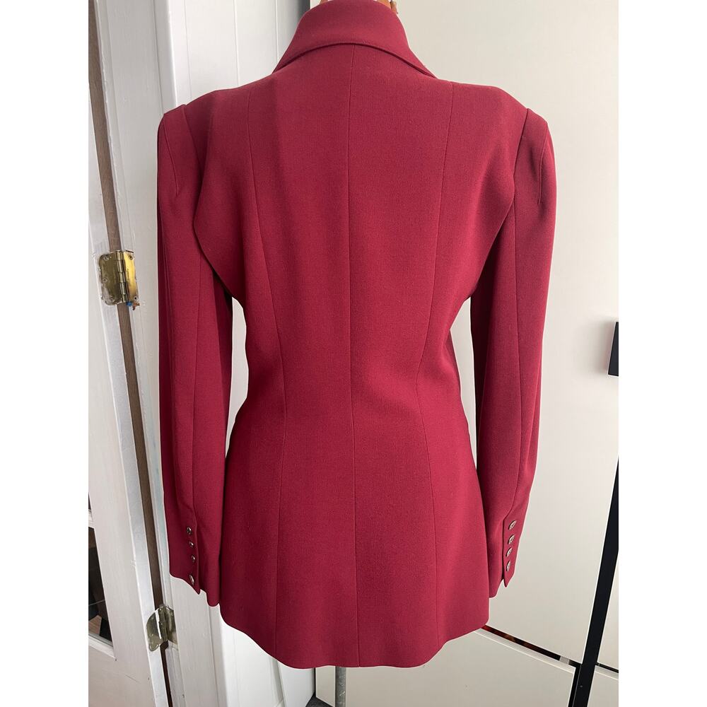 Lagerfeld Wmns Sz 38 Vintage 90s Maroon Fitted Blazer Retro Vintage Cool Work - Picture 4 of 16